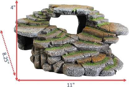 PENN-PLAX (REP183) Reptology Shale Scape Step Ledge & Cave Hideout – Decorative Resin for Aquariums & Terrariums, Great for Reptiles, Amphibians, and Fish, Large (Pack of 6)