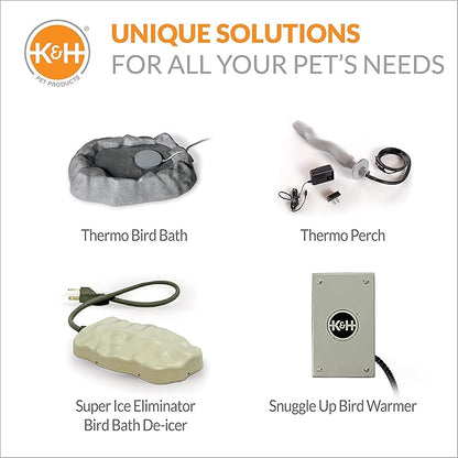 K&H Pet Products Snuggle-Up Bird Cage Heater, Bird Cage Accessory, Exotic Avian Warming Panel for Medium/Large Exotics Like Parrot, Cockatoo, Macaw, African Gray - Large 7 X 4in Gray 12V