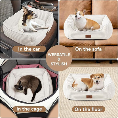 Zerbuger Orthopedic Dog Bed for Medium Dogs,Dog Sofa Beds Supportive Foam Pet Couch Bed with Removable Washable Mat and Nonskid Bottom (Medium, Cream)