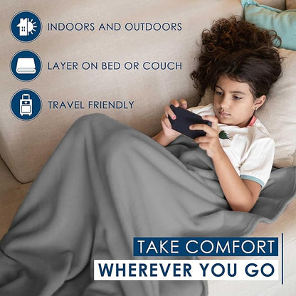 Twin Size Fleece Bed Blanket | Comfy Supersoft Fleece Blanket – All-Season Light Weight Throw Blanket | Luxuriously Soft | Throw Blanket for Couch and Sofa | Machine Wash | Gray | (Pack of 2)