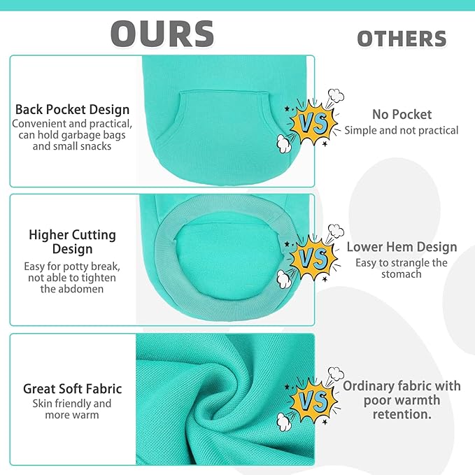 KOOLTAIL Dog Hoodie for Small Medium Dogs Cats,Soft&Warm Pet Sweater with Leash Hole and Pocket Boy Girl,Puppy Fall Winter Jacket Clothes,French Pitbull Cold Weather Coat Sweatshirt,Blue XS