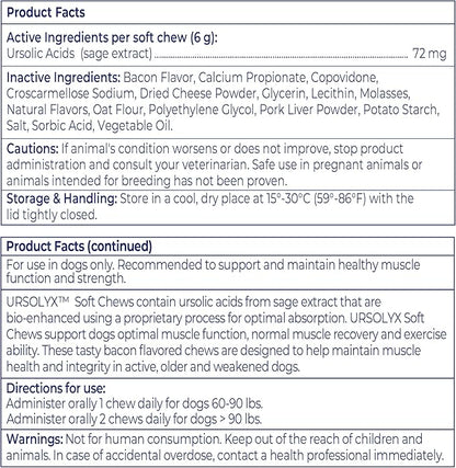 Virbac URSOLYX™ Soft Chews for Dogs | Muscle Health Support for Senior, Active or Recovering Dogs, Large Over 60lbs | 60 Count 2- Month Supply
