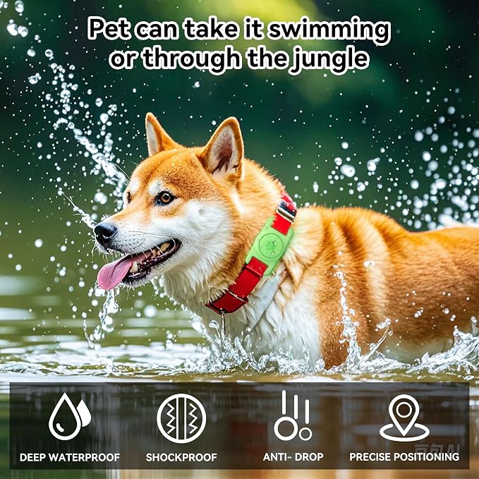 GOCII for Airtag Dog Collar Holder 2 Pack,Waterproof Dog Collar Holder for Apple AirTag(Gen 1 & 2),Silicone Air Tags Case for Dog Collars(Glow Green)