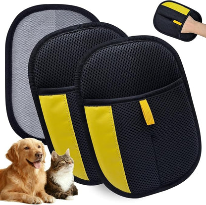 2 Pcs Pet Hair Removal Glove, Reusable Pet Hair Gloves | Upgraded electrostatic glove removes dog and cat hair from furniture, clothing, carpets, and car interiors with ease