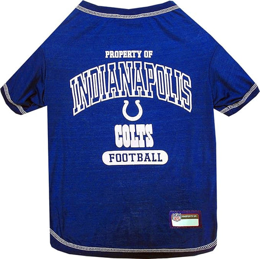 NFL Indianapolis Colts Dog T-shirt Small. - Licensed Shirt for Pets Team Colored with Team Logos- Premium Stretchable Materials for the comfort of your Dog & Cat