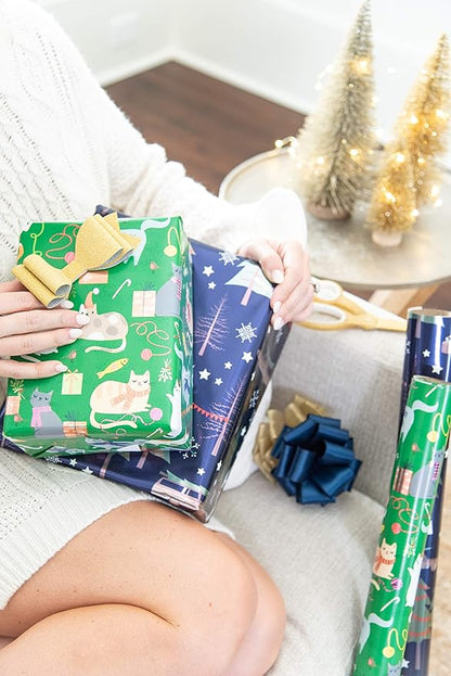 Papyrus Christmas Wrapping Paper Rolls, Playful Cats, Cars and Trees (2 Rolls, 45 sq. ft.)