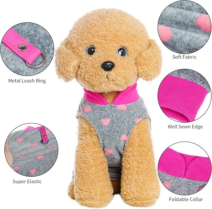 Rbenxia 1 Piece of Grey Dog Heart Sweater with Leash Ring Soft Fleece Vest Dog Pullover Warm Jacket Pet Dog Clothes Winter Dogs Outfits for Small Puppy Cat Pets (XXX-Large)