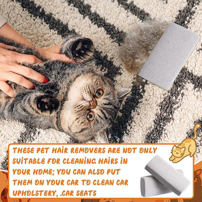 6 Pcs Abbyike Pet Hair Remover Rock Pumice Stone for Dog Cat Hair Pet Removal Cleaning Fur Removal Block Tool Scraper for Car, Carpet, Couch, Beding, Fufmiture Cleaning (3.74 x 1.97 x 1.38 Inch,Gray)