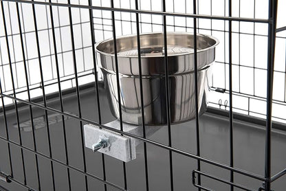 Lixit® Stainless Steel Kennel Food or Water Bowl - Non Spill Hanging Removable Crate Bowls - Carrier Cage Dish for Dogs or Cats for Feeding and Drinking (Stainless Steel, 40 Ounce)