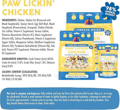 Weruva Dog Freeze Dried, Paw Lickin' Chicken with Chicken Breast, 1oz Bag (Pack of 3)