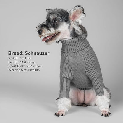 cyeollo Small Dog Sweater with Long Sleeves Turtleneck Knitted Warm Dog Clothes Puppy Sweaters for Small Dogs, Grey S