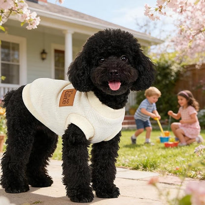 2 Pack Dog Shirt Vest Dog Clothes for Small Dogs Summer Waffle Puppy T-Shirts Soft Sleeveless Pet Clothes Lightweight Medium Large Doggy Outfit Cat Clothing (Pink+Beige, Small)