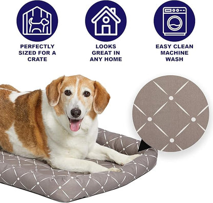MidWest Homes for Pets 40242-MRD Quiet Time Couture Ashton Bolster Pet Bed, Large Dog/42, Mushroom