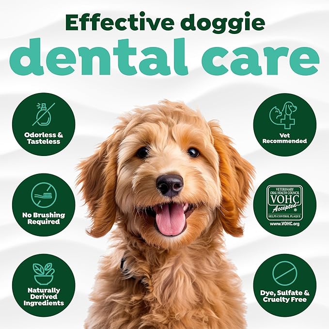 TropiClean Fresh Breath Water Additive for Dogs, Dog Breath Freshener and Teeth Cleaning Solution, No Toothpaste or Toothbrush Required, 16oz.