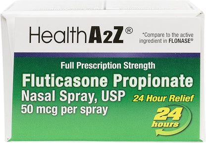 HealthA2Z® Fluticasone Propionate Nasal Spray | 50 mcg per Spray | 24 Hour Allergy Relief | 144 Sprays | 0.62 fl oz. (18.2mL) (0.62 fl oz. (Pack of 1))