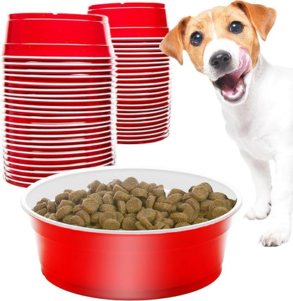 GoSports Party Dog Disposable Red Cup Style Pet Food Bowls for Cats and Dogs - 50 Small Size Bowls