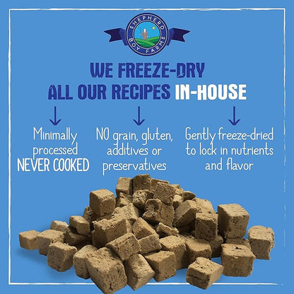 Shepherd Boy Farms Freeze Dried Raw Dog Food, Bison Recipe, All Natural, No Synthetics, Made in USA with Goat's Milk & Organic Produce, High Protein, Complete Meal (14oz)