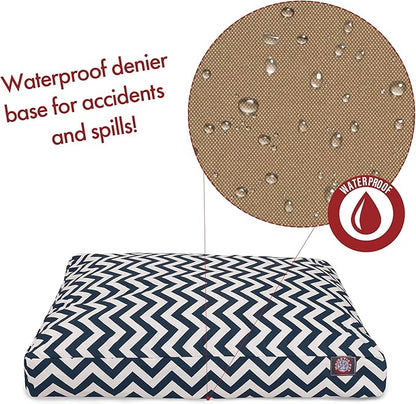 Majestic Pet Chevron Rectangle Dog Bed Washable – Non Slip Comfy Pet Bed – Crate Bed with Removable Washable Cover – Kennel Bed for Sleeping, Polyester Fiber, Small, Navy