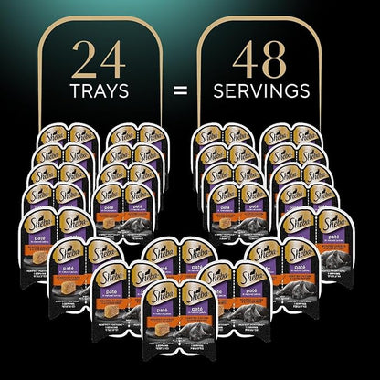Sheba Perfect Portions Wet Cat Food Pate Roasted Chicken & Liver Entree, 2.6 oz. Twin-Pack Trays, Cat Food Wet Recipe (24 Count, 48 Servings)