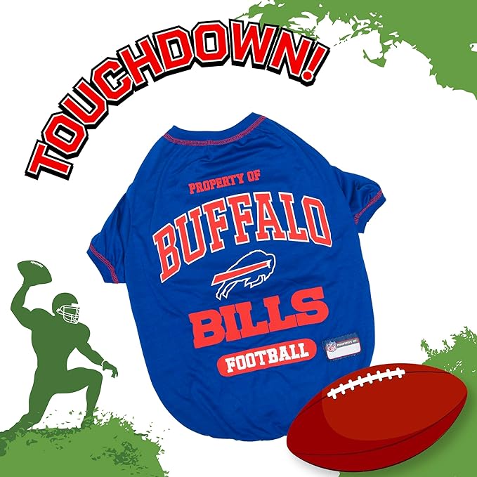 NFL Buffalo Bills Dog T-Shirt for Pets, Size X-Large. Officially Licensed Pet Shirt with Team Logo, Soft Stretchable Comfort Fit Apparel for Dogs & Cats