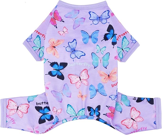 Dog Pajamas Spring Summer Dog Clothes for Small Medium Dogs Girl Boy Cute Soft Puppy Pjs Clothes Doggie Onesies Cat Pet Outfit(Butterfly,M)