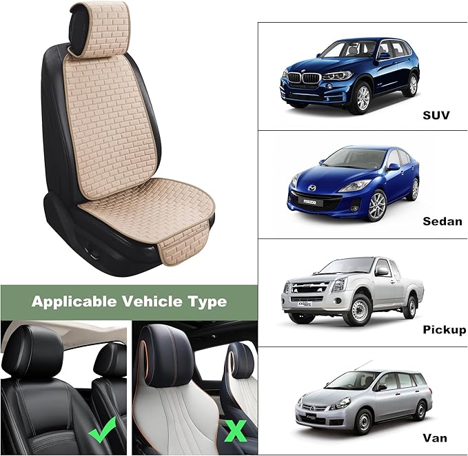 VarCozy Linen Car Seat Covers, Breathable Front Pair Seat Covers for Cars with Non-Slip Protector for All Seasons, Universal Front Seat Covers for Cars, SUVs, Trucks