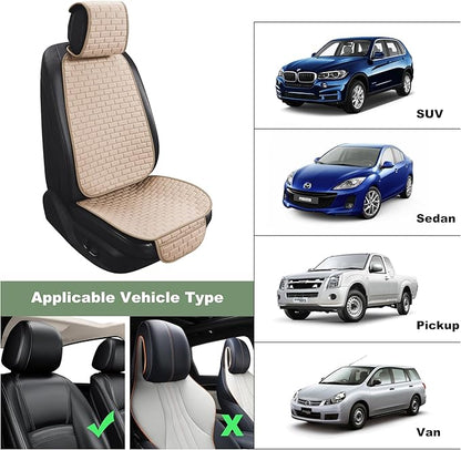 VarCozy Linen Car Seat Covers, Breathable Front Pair Seat Covers for Cars with Non-Slip Protector for All Seasons, Universal Front Seat Covers for Cars, SUVs, Trucks