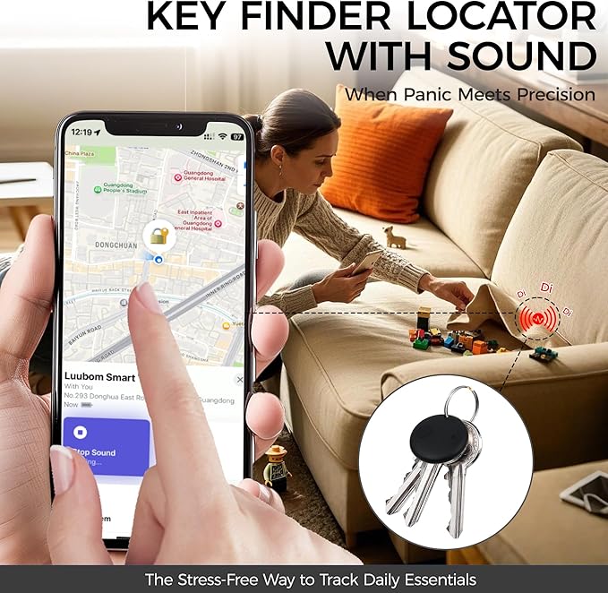 Air Tracker Tags 2-Pack, Waterproof IP67 | 90dB Loud, Bluetooth Tracker Works with Apple Find My (iOS only), Tracker Tag Locator for Keys,Luggage,Backpack etc