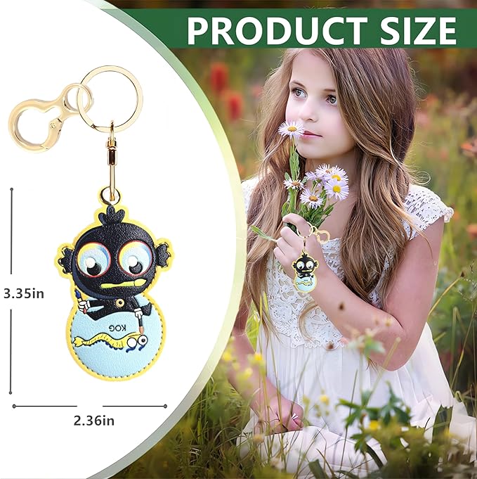 Leather Keychain Holder Case Compatible with AirTag,Cute Protective Cover with Keyring and lanyard,Anti-Scratch Finder GPS Tracker Case for Wallet Keys,bag,pets,Backpack(N)
