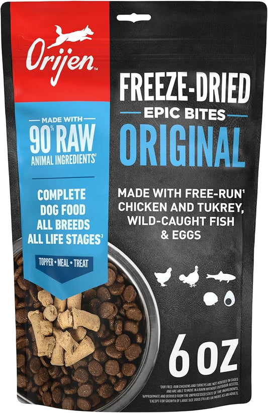 ORIJEN Epic Bites Freeze-Dried Dry Dog Food Original Recipe 6oz Bag