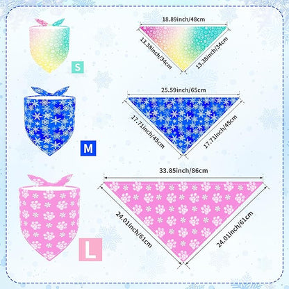 7 Pcs Winter Dog Bandanas for Small Dogs Adjustable Stitching Edge Dog Bandanas Snow Scarves Puppy Cats Breed Grooming S