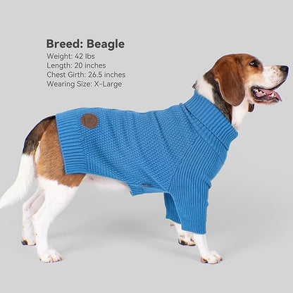 cyeollo 4XL Dog Sweater, Stretchable & Cozy Warm Dog Sweaters for Large Dogs Boy, Pullover Knit Fall Winter Sweatshirt for Giant Breed Big Dogs Clothes, Doberman Great Dane Apparel, Blue XXXXL