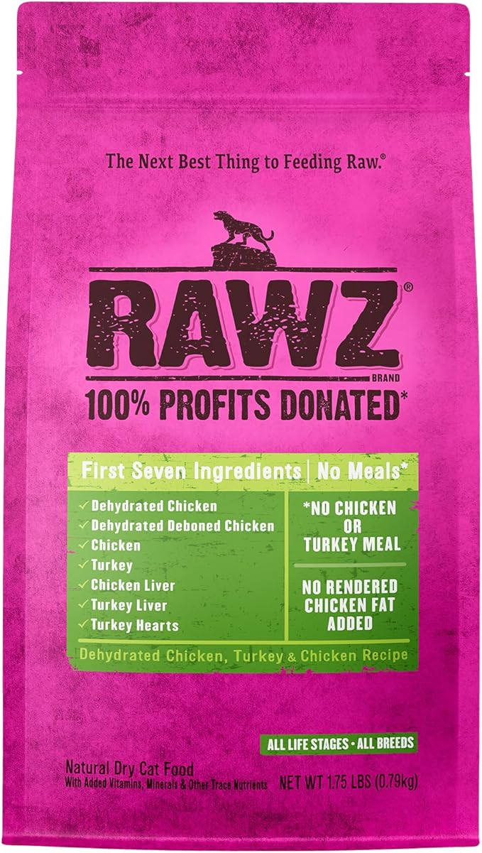 Rawzreg; Meal Free Dry Cat Food Dehydrated Chicken, Turkey Chicken Recipe (1.75 Lb)