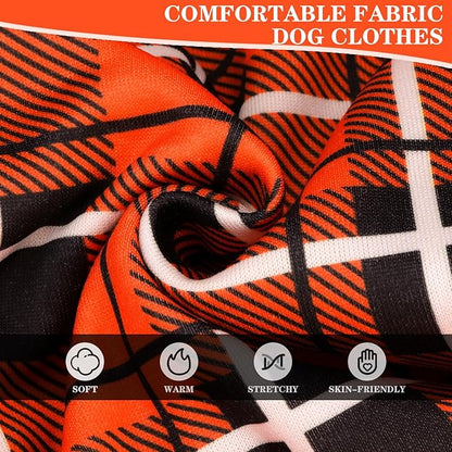 EXPAWLORER Plaid Dog Hoodie - British Style Warm Dog Sweater Shirt with Leash Hole,Pitbull Clothes Outfits,Winter Coat Apparel for All Breeds Puppy Girl Boy-Cat Apparel,Orange Small