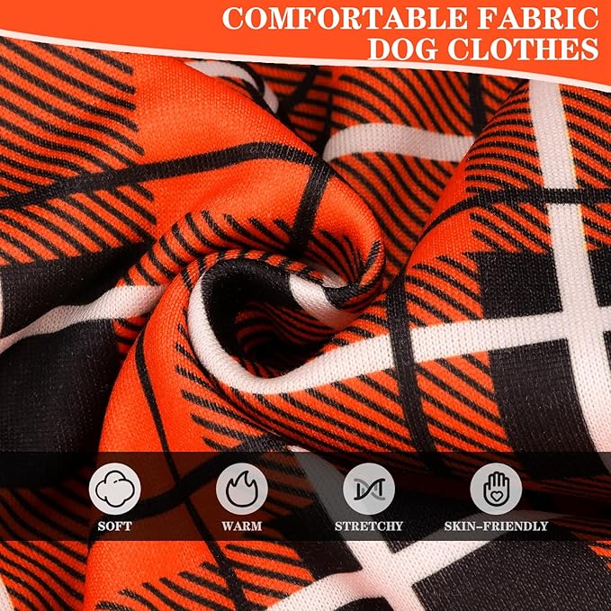 EXPAWLORER Plaid Dog Hoodie - British Style Warm Dog Sweater Shirt with Leash Hole,Pitbull Clothes Outfits,Winter Coat Apparel for All Breeds Puppy Girl Boy-Cat Apparel,Orange X-Small