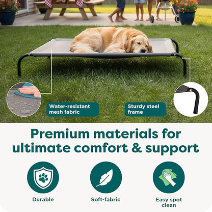 FurHaven Elevated Dog Bed, Cooling Raised Pet Cot with Breathable Mesh, Durable Steel Frame, Indoor/Outdoor Use, Easy Assembly, Jumbo XL, Nylon Mesh with Steel Frame, Graphite Gray