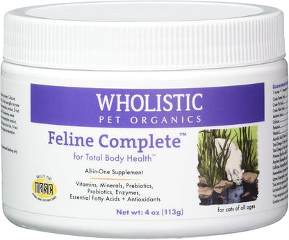 Wholistic Pet Organics Feline Complete - 4 Oz - Multivitamin & Probiotic Powder for Cats - Natural Cat Food & Digestive Support - 37 Scoops