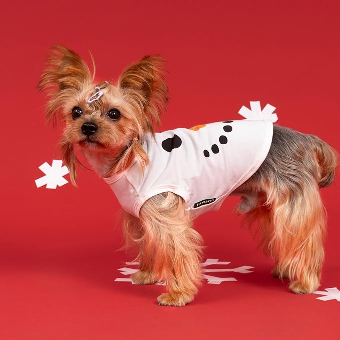 Fitwarm Snowman Dog Christmas Outfit, Holiday Dog Clothes for Small Dogs Boy Girl, Cute Pet Shirt, Black, White, Orange, Medium