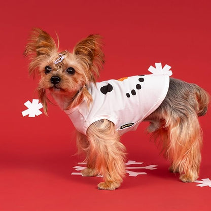 Fitwarm Snowman Dog Christmas Outfit, Holiday Dog Clothes for Small Dogs Boy Girl, Cute Pet Shirt, Black, White, Orange, Medium