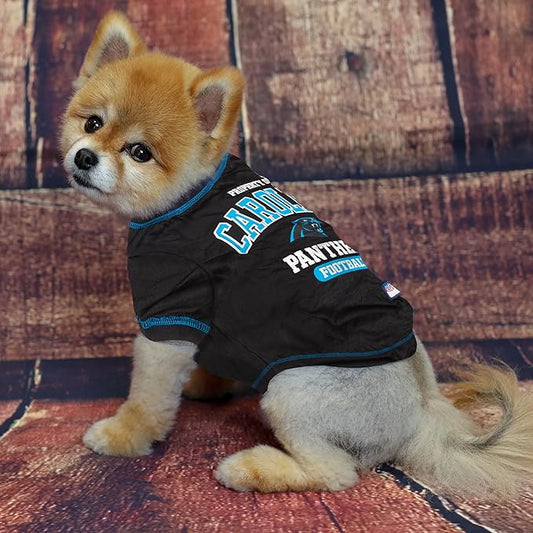 NFL Carolina Panthers Dog T-Shirt for Pets, Size Medium. Officially Licensed Pet Shirt with Team Logo, Soft Stretchable Comfort Fit Apparel for Dogs & Cats