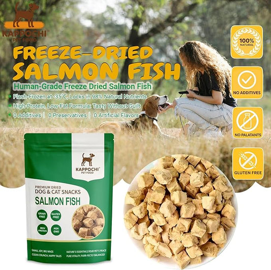 Freeze Dried Salmon Cat Dog Treats, 1.76oz(50.0g), 100% Single Ingredient High Protein Training Treats, Rich in Omega, Natural & Raw, No Additives, Grain Free, Gluten Free