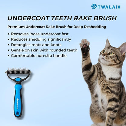 6 in 1 Pet Grooming Kit for Dogs & Cats - Deshedding Brush, Undercoat Rake, Slicker Brush, Nail Clipper, Nail File & Flea Comb for All Coat Types