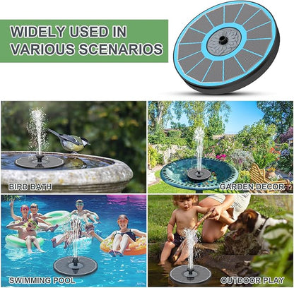 Yzert Solar Fountain for Bird Bath Direct Sunlight High Efficiency 3.5W Glass Panel Solar Water Fountain Outdoor Garden Flower (Blue)