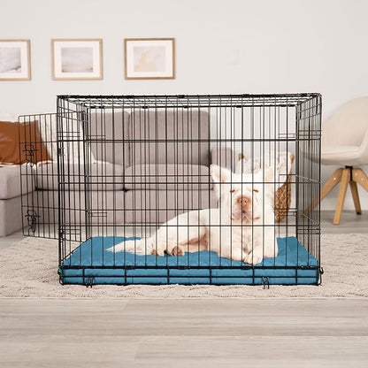 Furhaven Orthopedic Dog Bed – Puffy Quilted Foam Mattress with Removable Washable Cover, Soft & Supportive for Kennels & Crates - Large, Lagoon