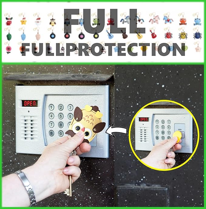 Leather Keychain Holder Case Compatible with AirTag,Cute Protective Cover with Keyring,Anti-Scratch Finder GPS Tracker Case for Wallet Keys,bag,pets,Backpack(Owl Brown)