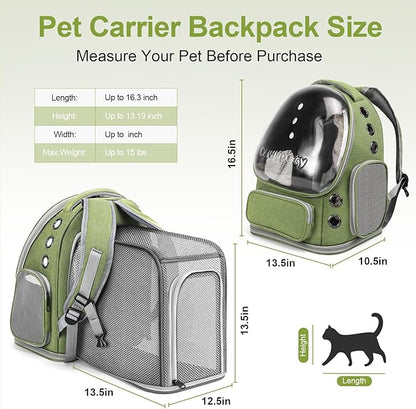 Cawypety Expandable Cat Backpack,Cat Bubble Backpack Carrier for Carrying Cats, Pets and Small Dogs,Airline-Approved,Designed for Travel, Hiking, Walking,Car