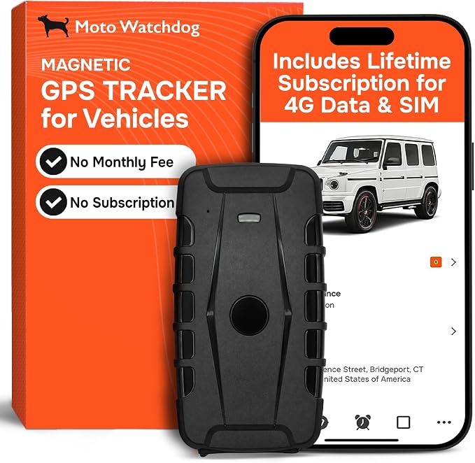 GPS Tracker for Vehicles, No Subscription, No Monthly Fee | Up to 1-Year Battery, IP67, Real-Time Location, Speeding Monitoring, Route History, Geofence