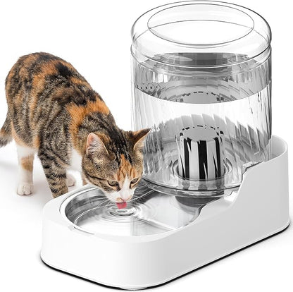 Automatic Cat Water Dispenser with Stainless Steel Bowl | Dog Water Bowl Dispenser Adjustable Water Dispensing, Auto Pet Waterer for Cats and Dogs