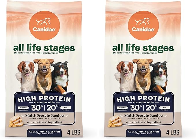 CANIDAE All Life Stages High Protein Dry Dog Food, Multi-Protein Recipe, 4 lbs. (Pack of 2)