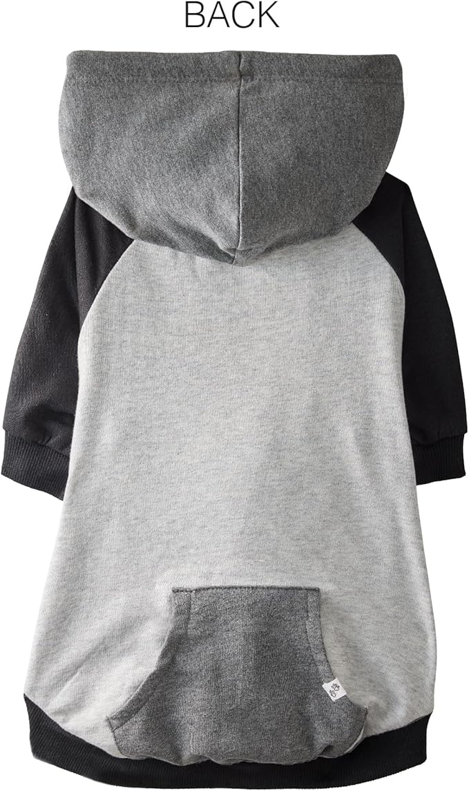 Pet Passion Rocky – The Original Lightweight Hooded Tee 100% Organic Cotton Dog Hoodie Pet Coat Sweater for All Sized Dogs, Heather Gray Color Block, X-Small (5-12 lbs)